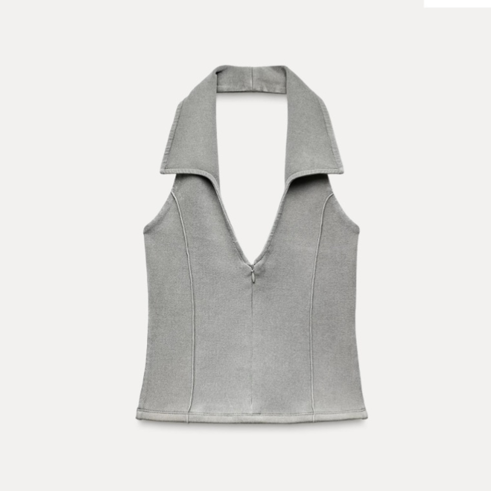 NWT Zara Gray Halter Neck Blouse